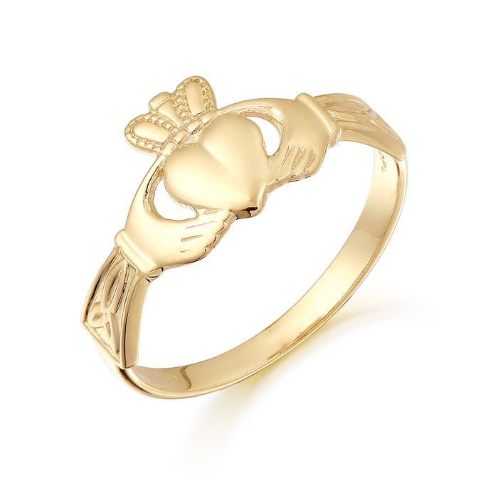 9ct Yellow Gold Celtic Knot Claddagh Ring