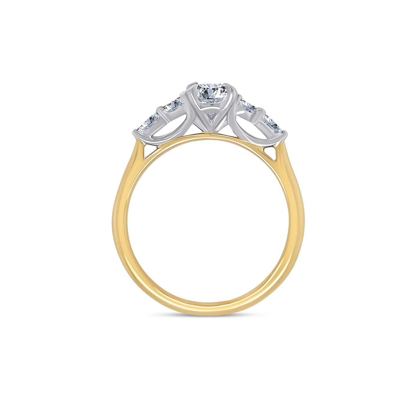 18ct Yellow Gold Oval Solitaire & Marquise Shoulders, 1.01ct