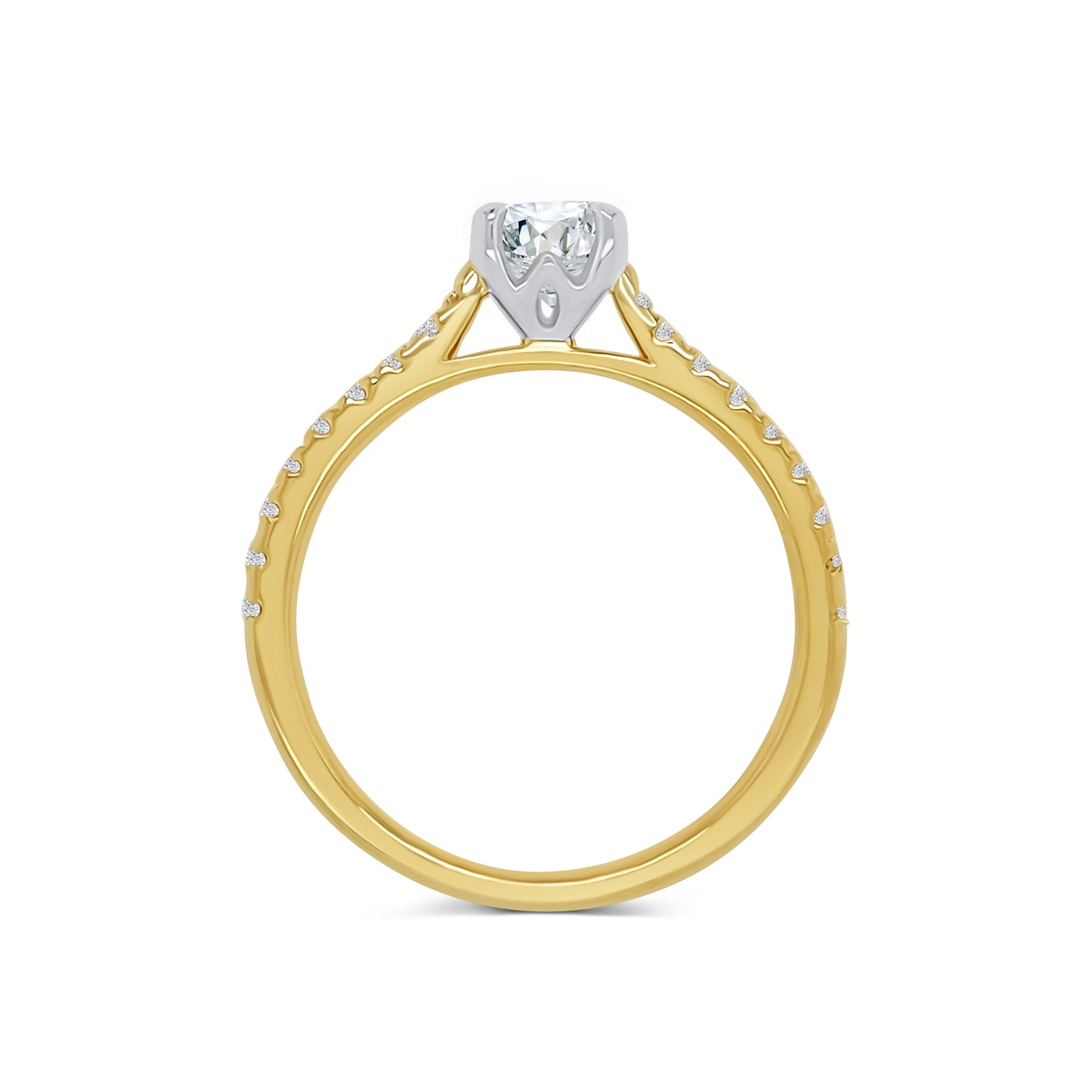 18ct Yellow Gold Round Brilliant & Shoulder Set Diamond Ring, 0.77ct