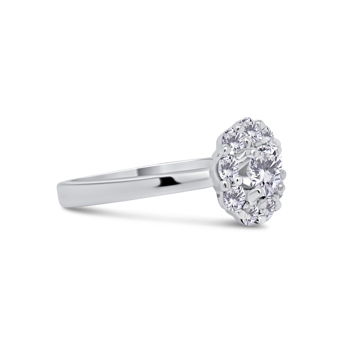 Platinum Brilliant Round & Diamond Halo Diamond Ring, 0.94ct