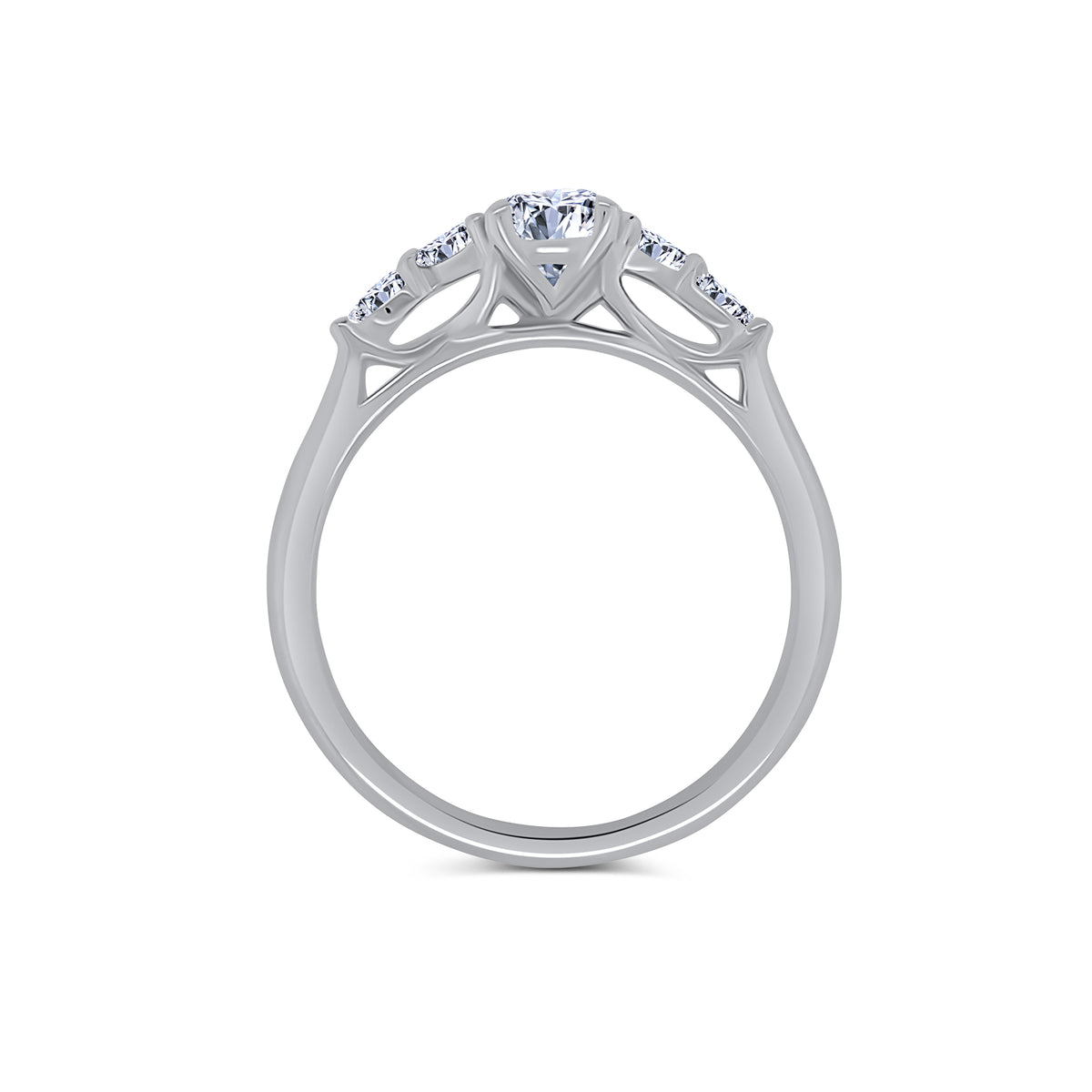 Platinum Oval Solitaire & Marquise Shoulders Diamond Ring, 0.92ct