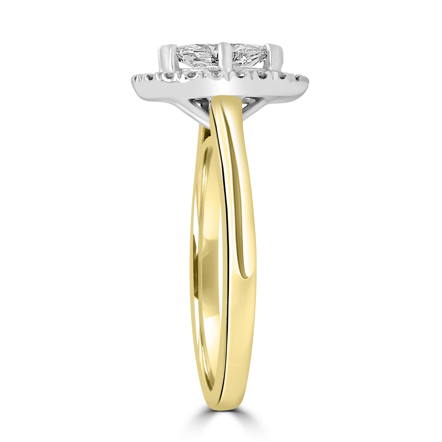 18ct Yellow Gold Marquise & Halo Diamond Ring, 0.63ct