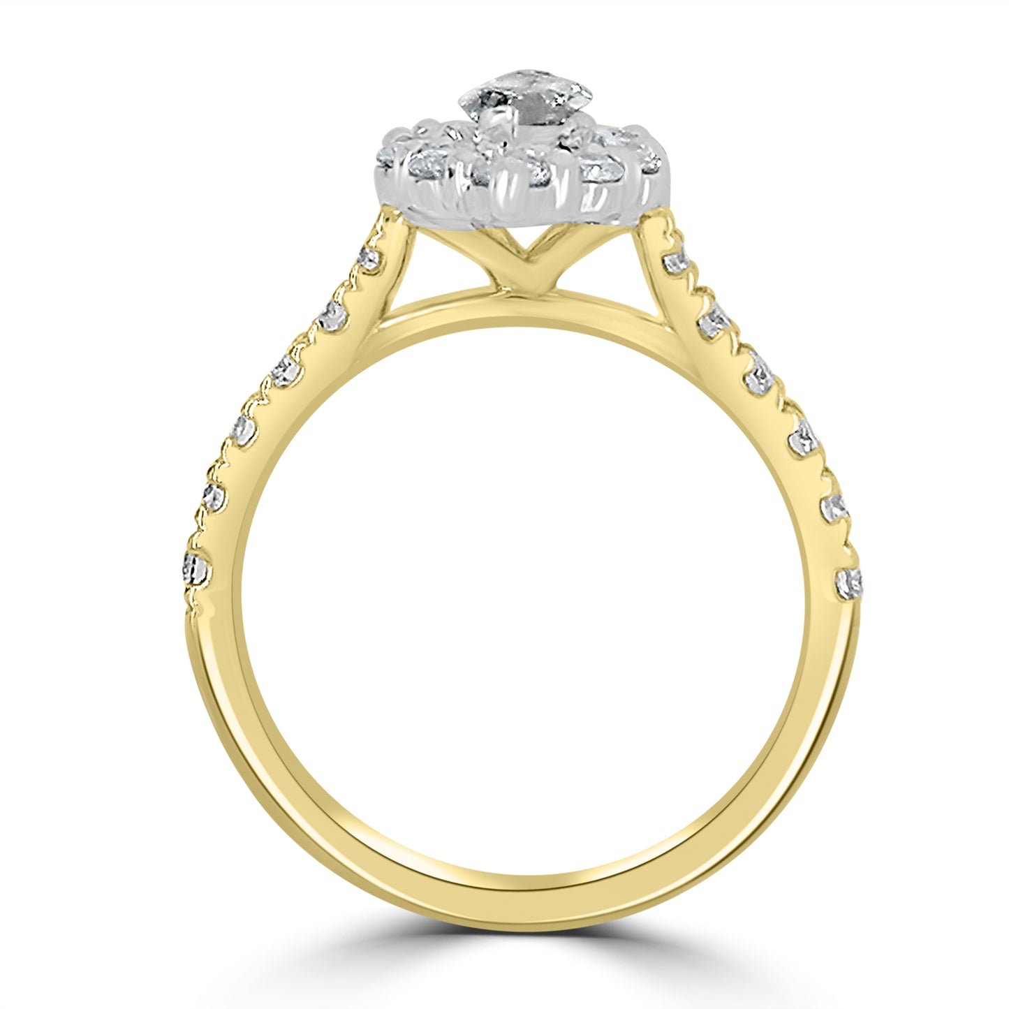 18ct Yellow Gold Marquise, Halo & Shoulder Set Diamond Ring, 1.15ct