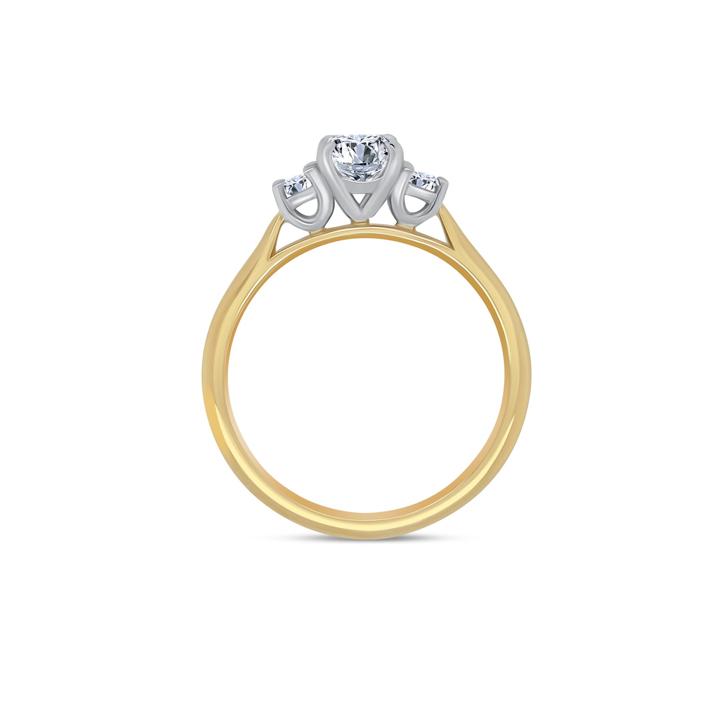 18ct Yellow Gold Oval & Brilliant Round Three Stone Diamond Ring, 1.03ct