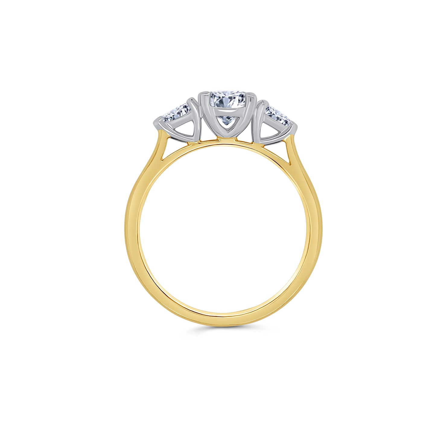 18ct Yellow Gold Round Brilliant & Pear Three Stone Diamond Ring, 1.01ct