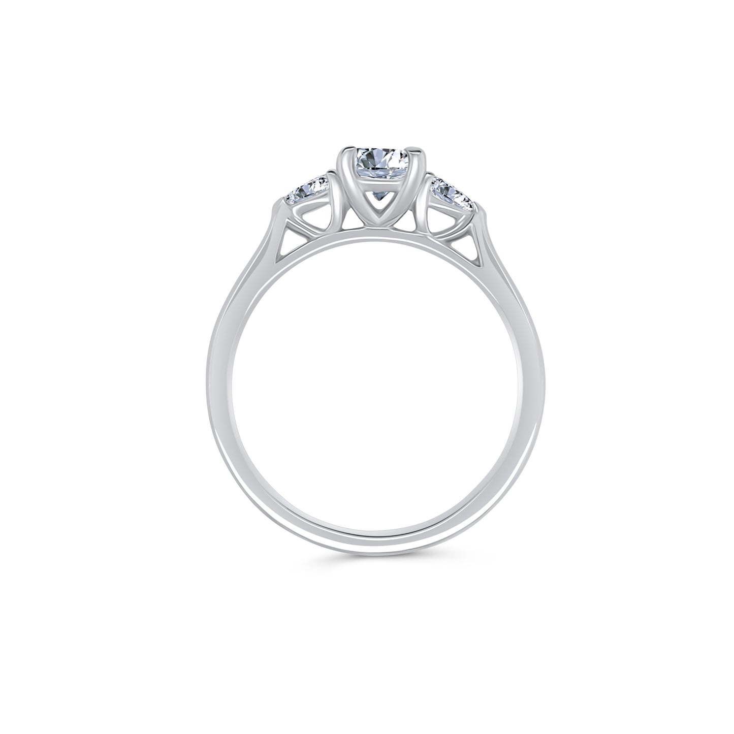 Platinum Oval & Pear Three Stone Diamond Ring, 0.91ct