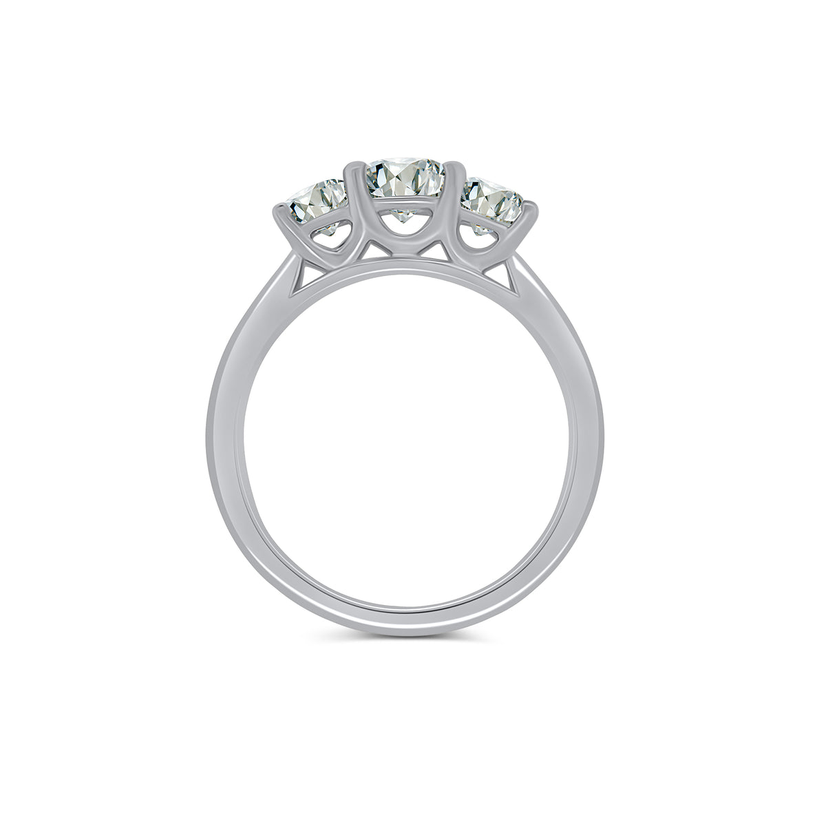 Platinum Brilliant Round Three Stone Diamond Ring, 0.91ct