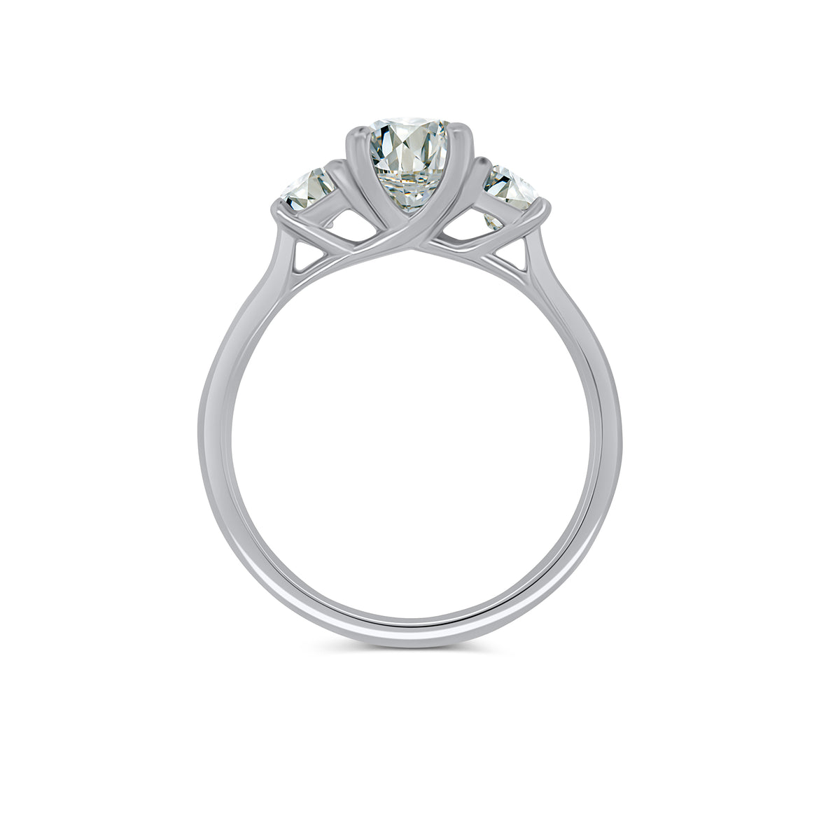 Platinum Brilliant Round Three Stone Diamond Ring, 1.38ct