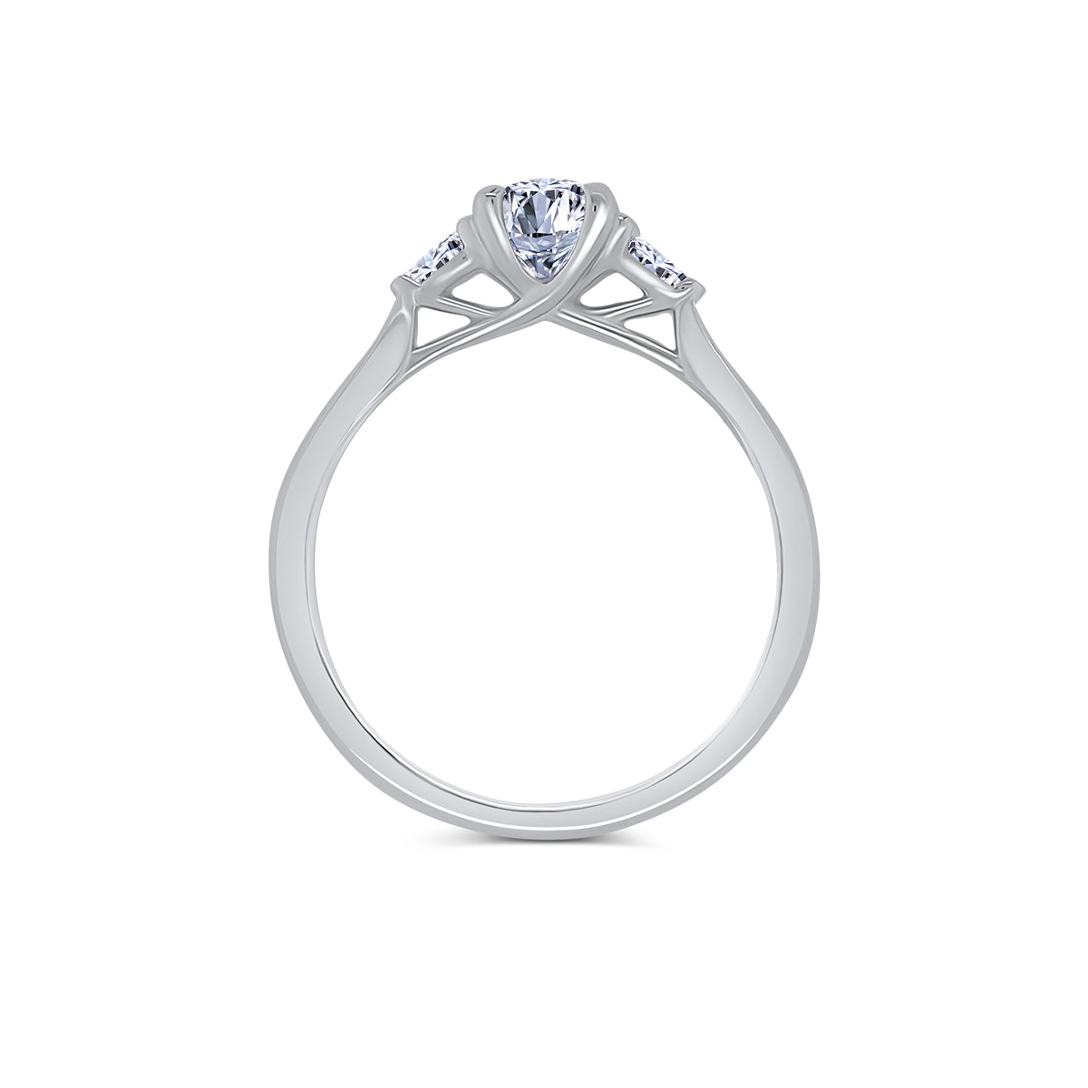 Platinum Brilliant Round & Pear Three Stone Diamond Ring, 0.58ct