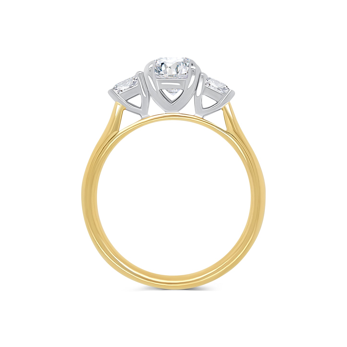 18ct Yellow Gold Brilliant Round & Pear Three Stone Diamond Ring, 1.30ct