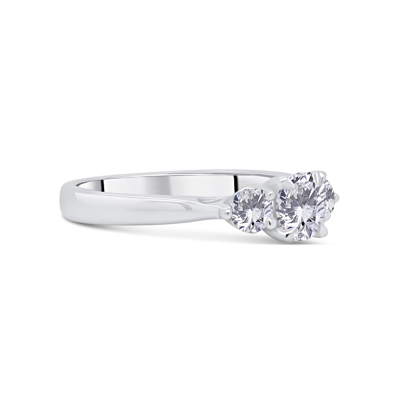 Platinum Brilliant Round Three Stone Diamond Ring, 0.80ct