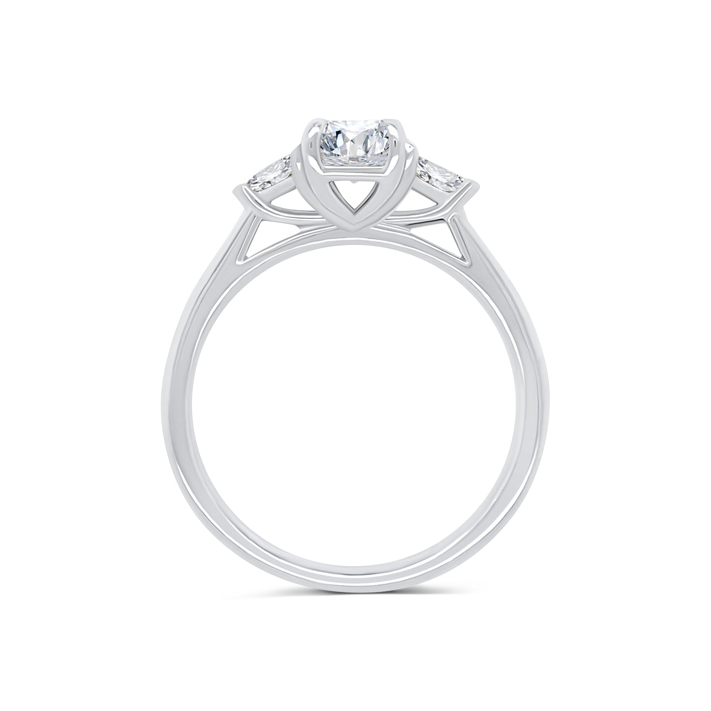 Platinum Emerald & Trillion Three Stone Diamond Ring, 1.40ct