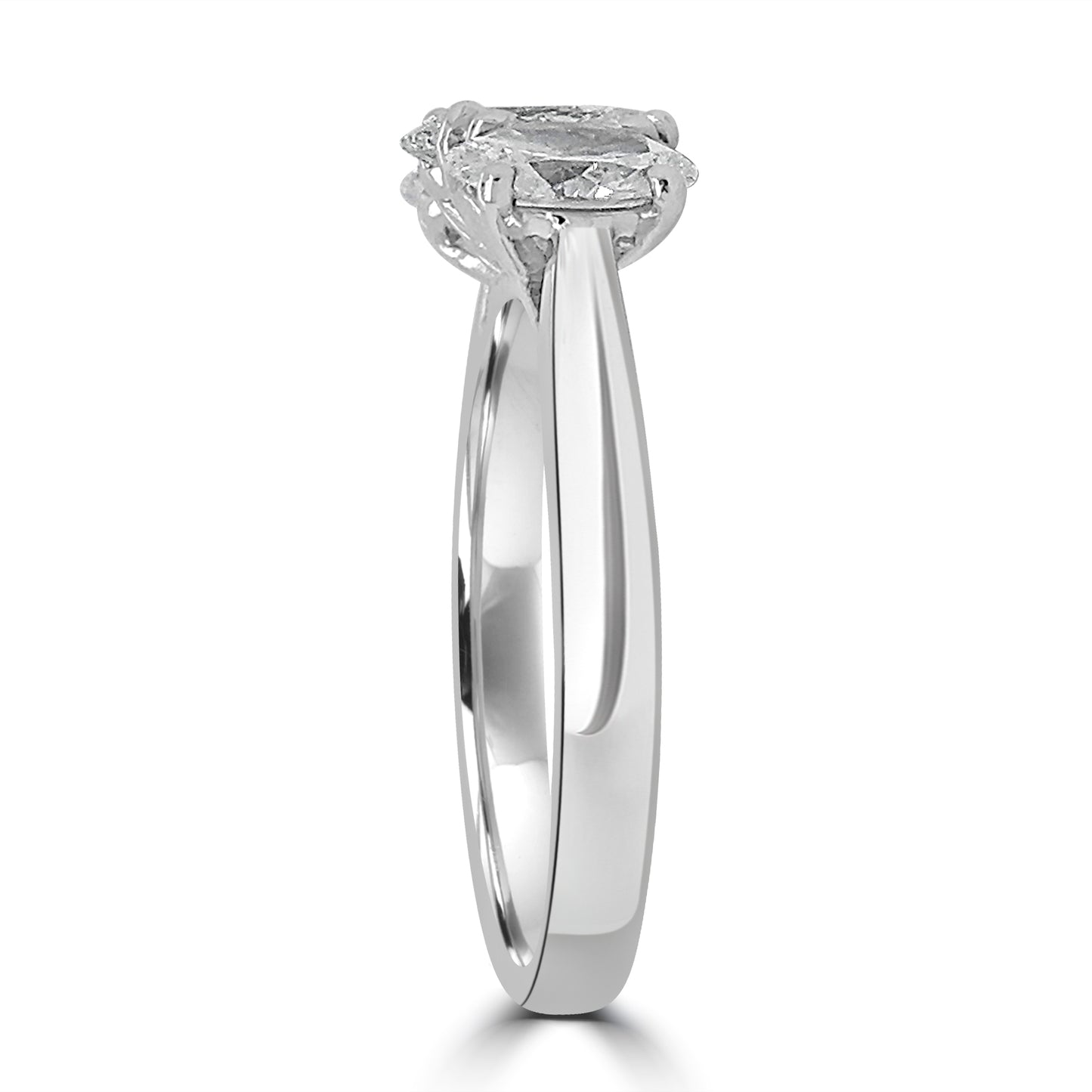 Platinum Oval Three Stone Diamond Ring, 0.96ct