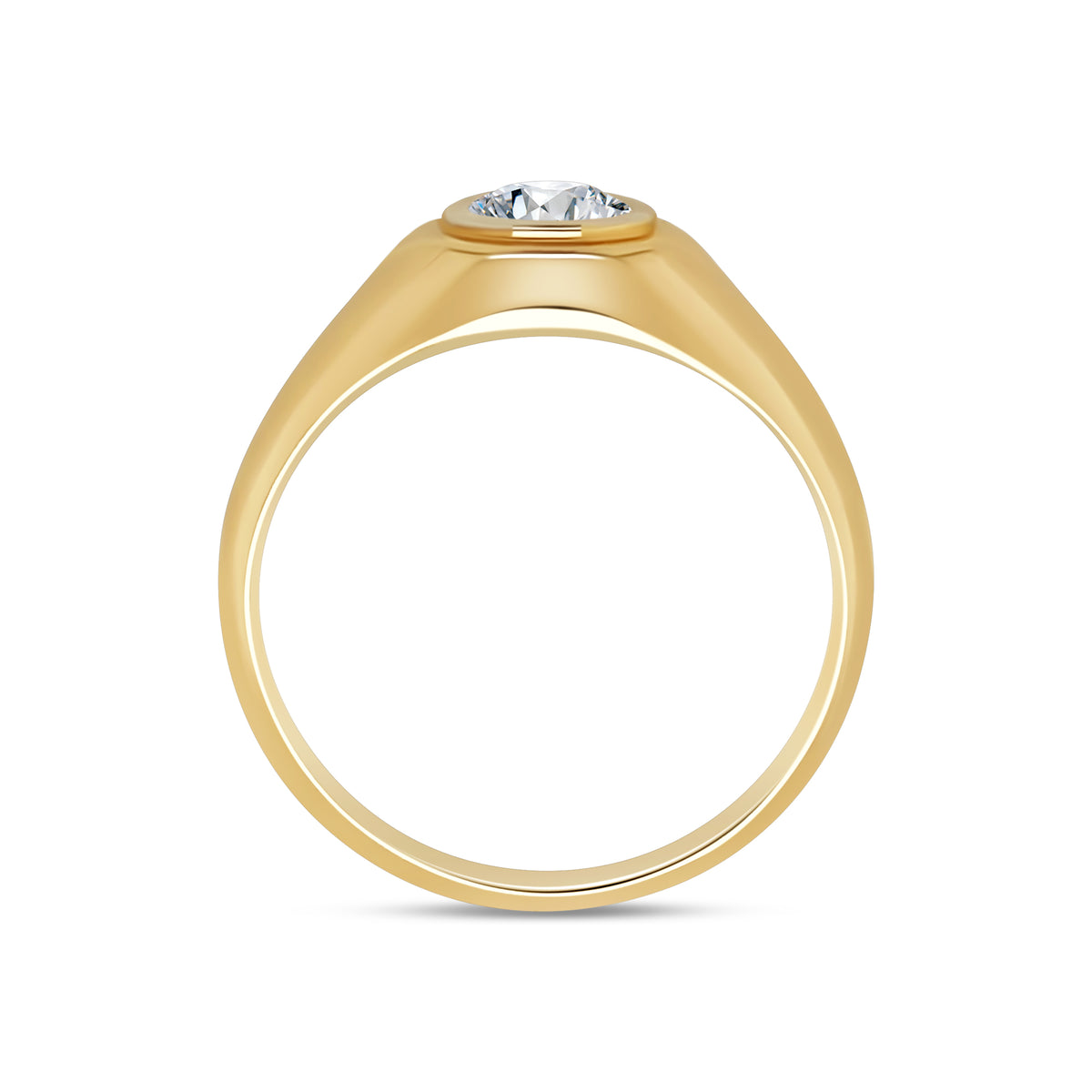 Laboratory Grown, Brilliant Round Bezel Set Diamond Ring, 9ct Yellow Gold Graduated Band, 0.75ct