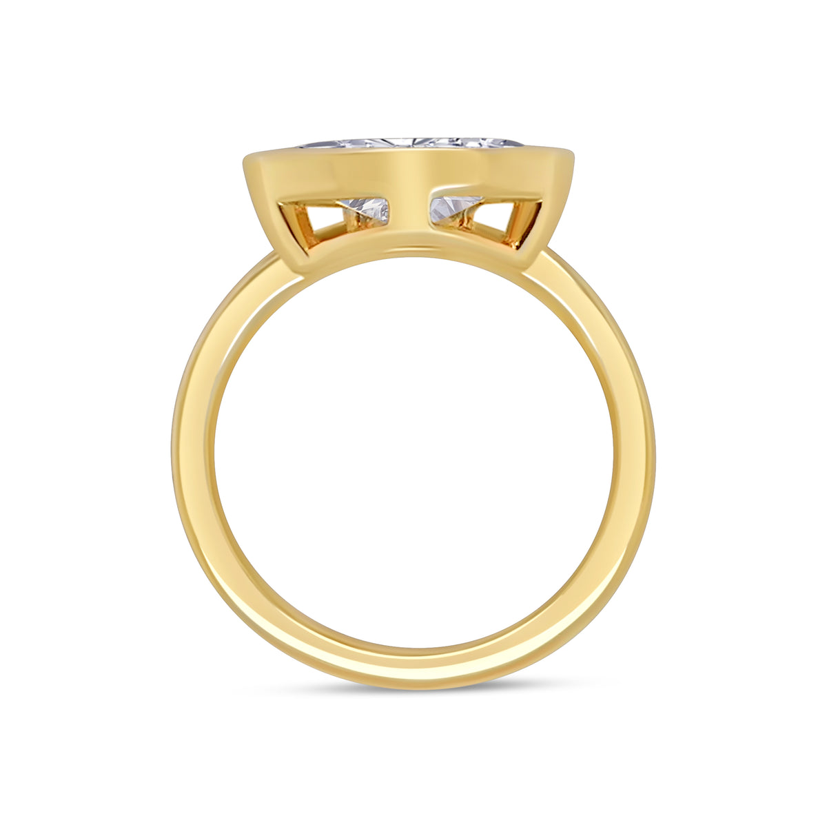 Laboratory Grown, Horizontal Marquise Bezel Set Diamond, 18ct Yellow Gold Band, 1.55ct
