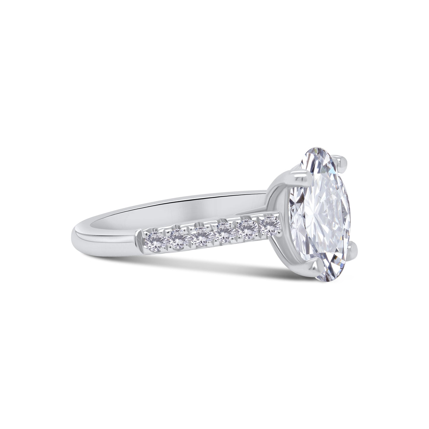 Laboratory Grown, Oval & Shoulder Setting, Platinum Diamond Ring, 3.12ct