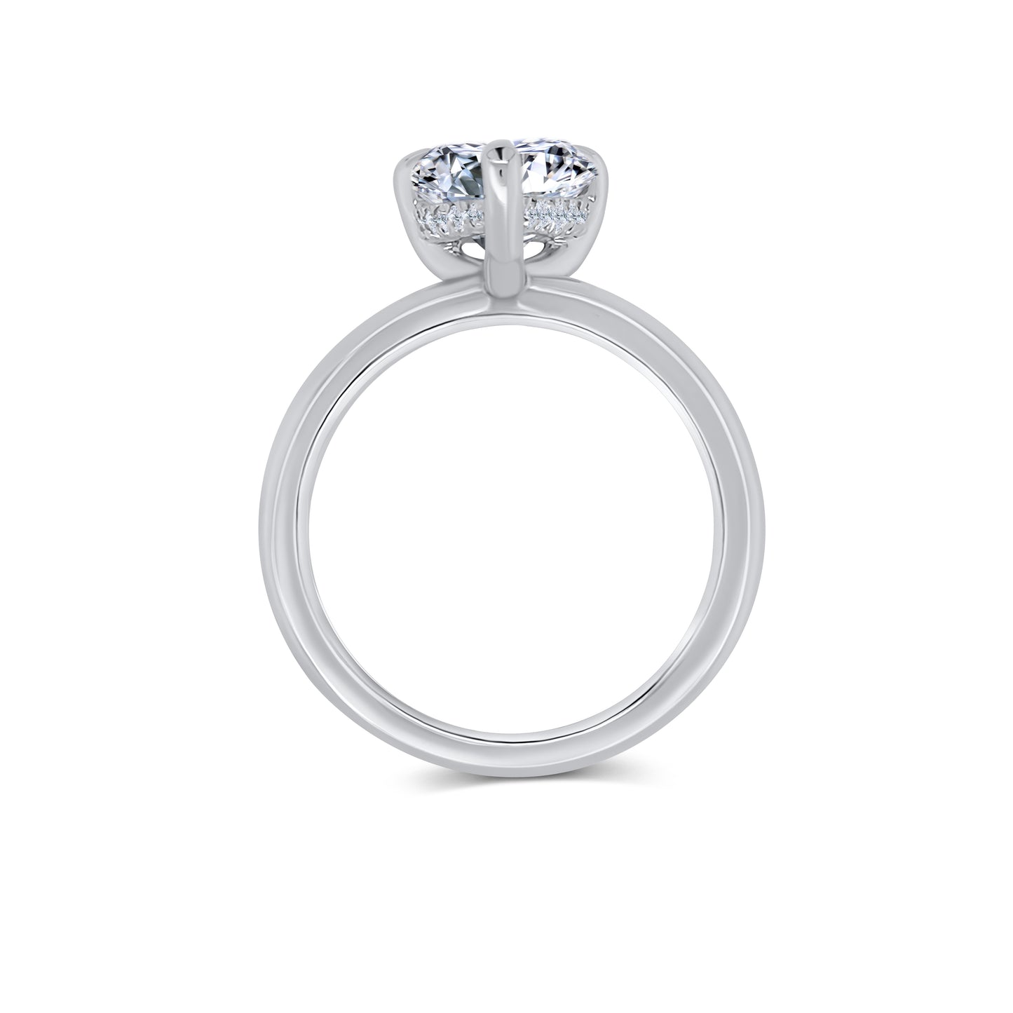 Laboratory Grown, Pear Solitaire & Hidden Halo Diamond, Platinum Band, 3.10ct
