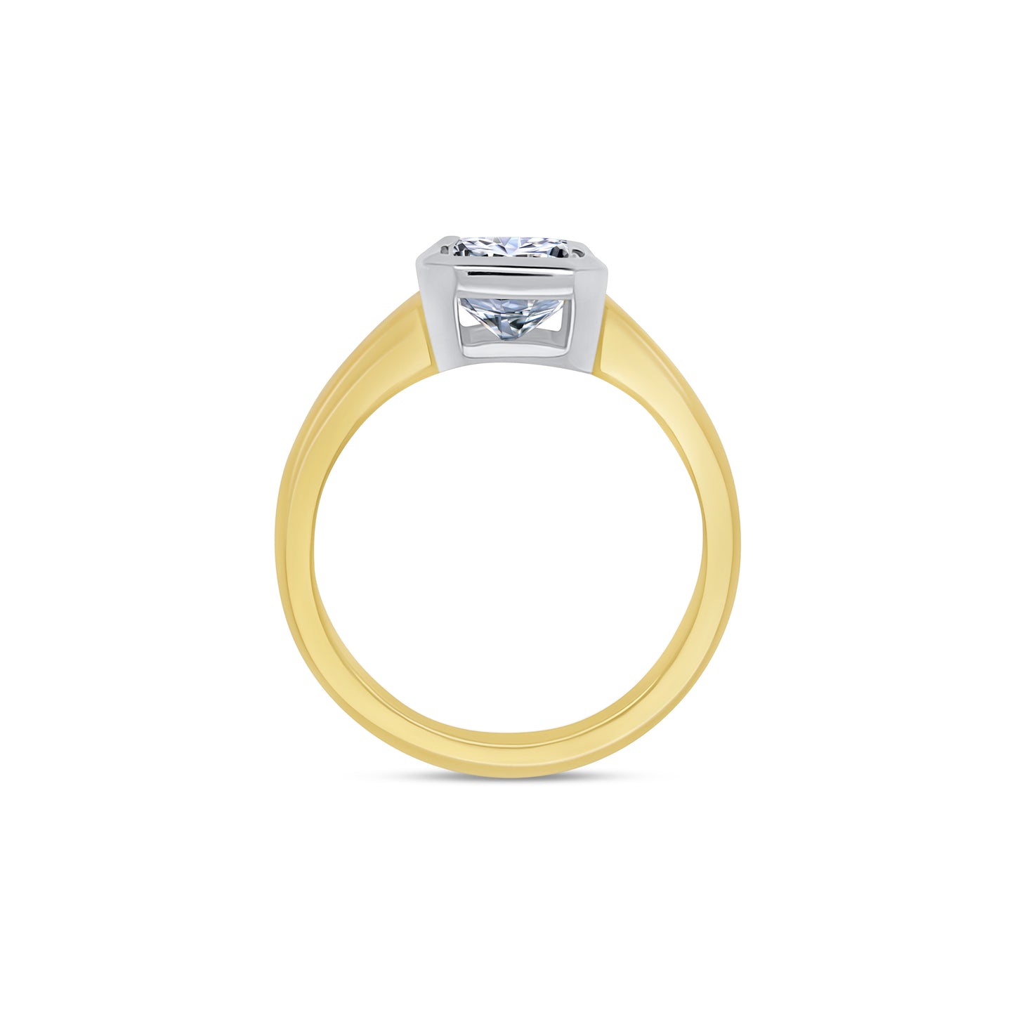 Laboratory Grown, Emerald Solitaire Bezel Diamond Ring, 18ct Yellow Gold, 2.11ct