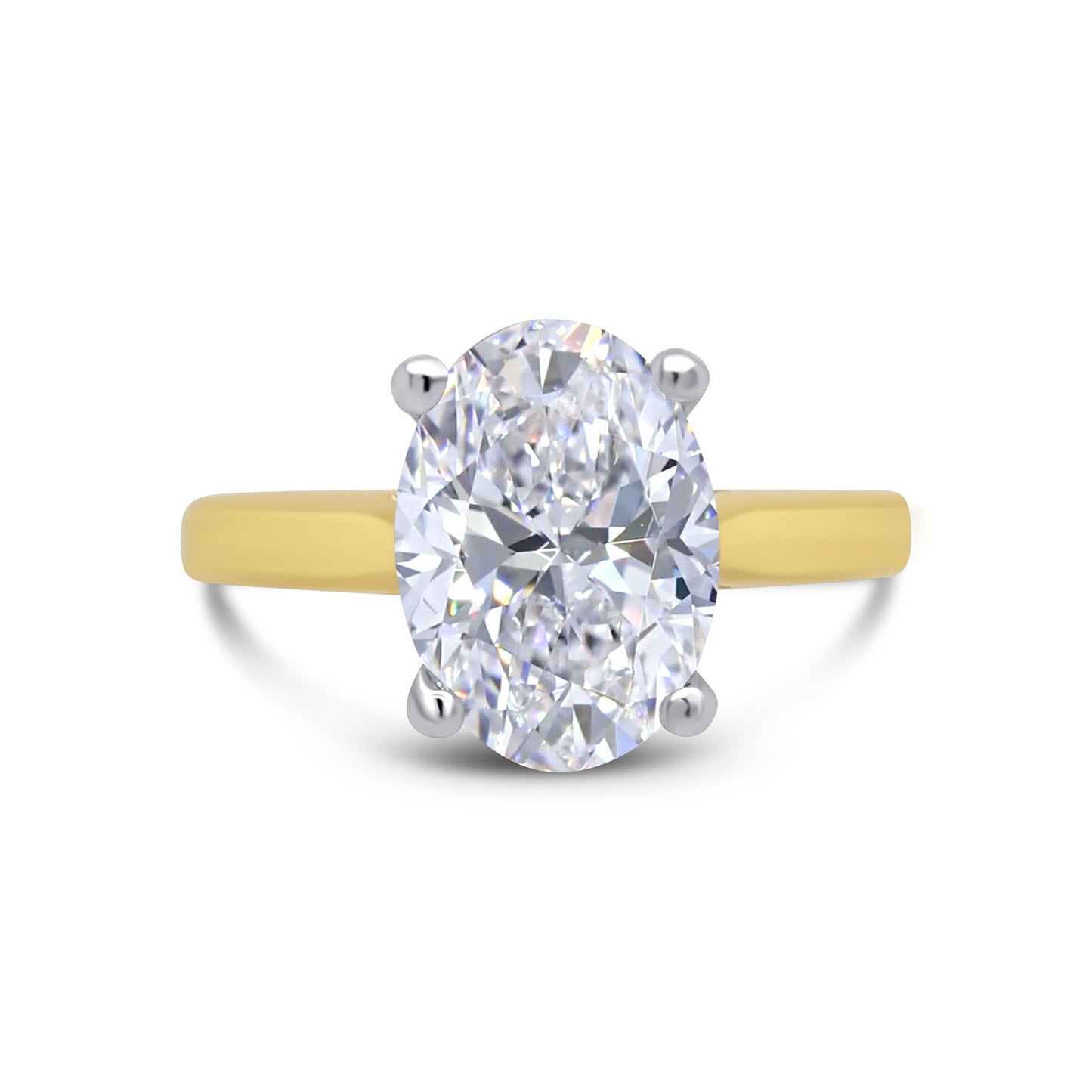 Laboratory Grown Oval Solitaire Diamond, 18ct Yellow Gold Band, 3.25ct