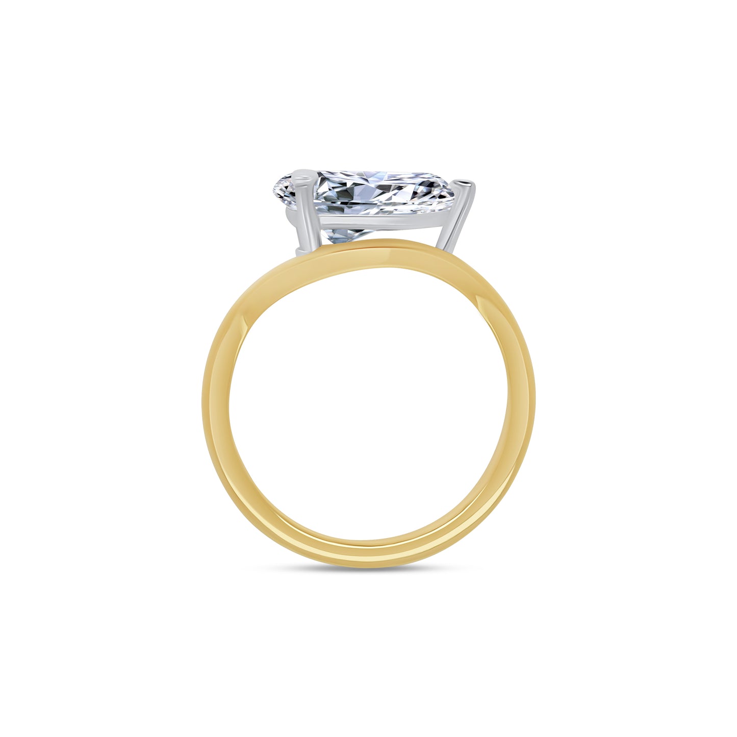 Laboratory Grown, Pear Cut Solitaire, Wave 18ct Yellow Gold Band, 2.05ct