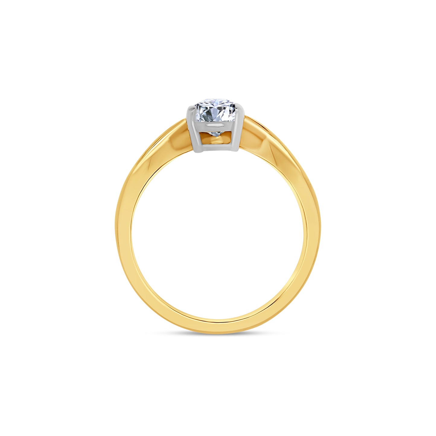 Laboratory Grown, Pear Cut Solitaire Diamond Wave Band, 18ct Yellow Gold Band, 1.02ct