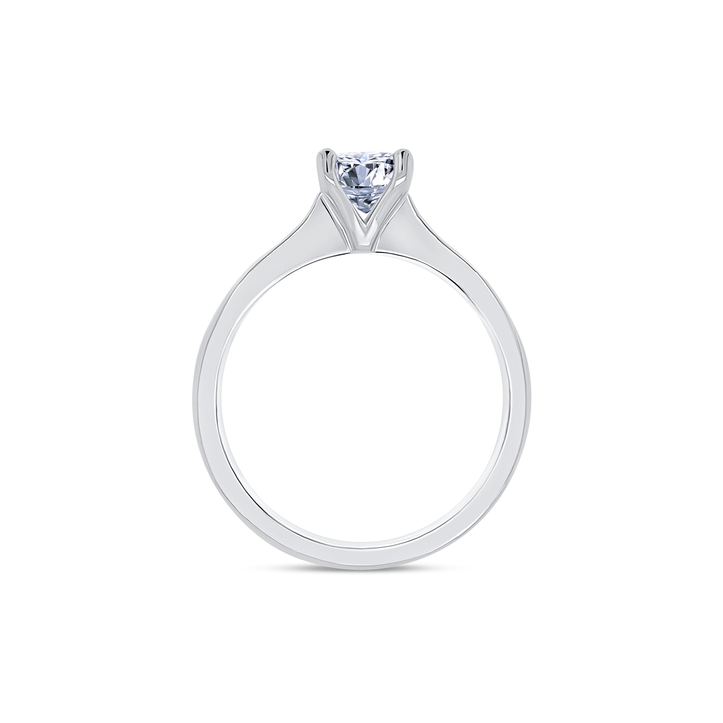 Laboratory Grown, Princess & Shoulder Set Solitaire Diamond, Platinum Band, 18ct White Gold, 0.77ct