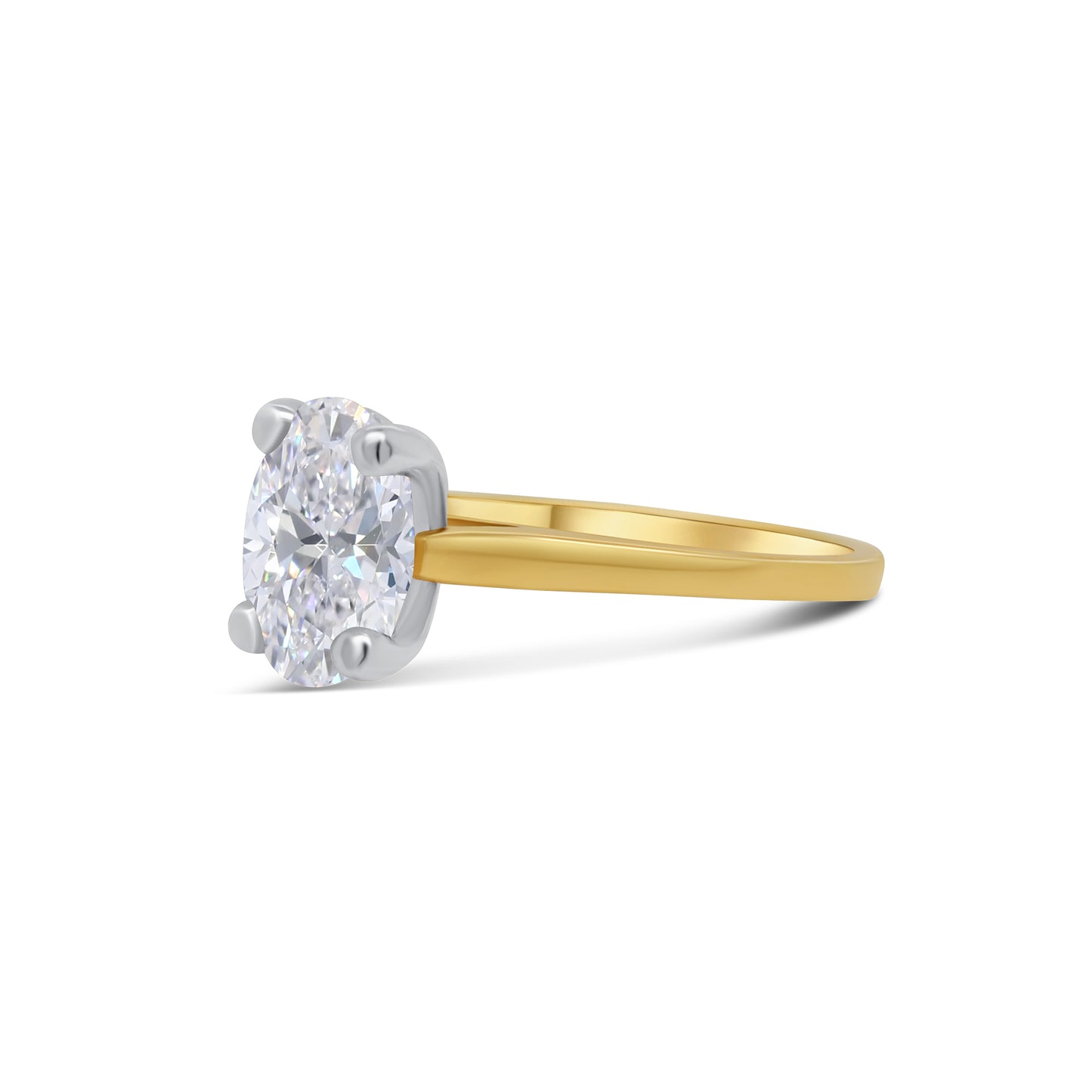 Laboratory Grown Oval Solitaire Diamond, 18ct Yellow Gold Band, 1.65ct