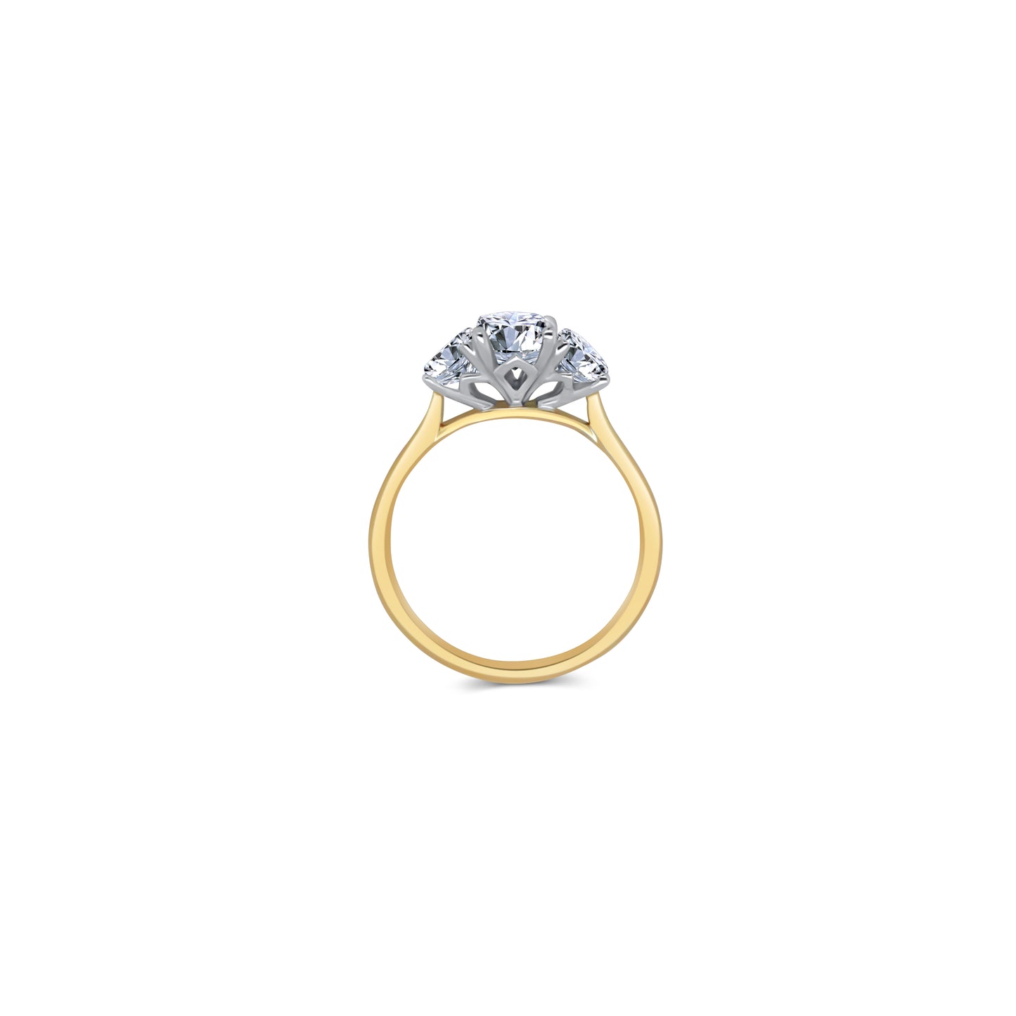 Laboratory Grown, Oval Three Stone Diamond, 18ct Yellow Gold Ring, 2.05ct