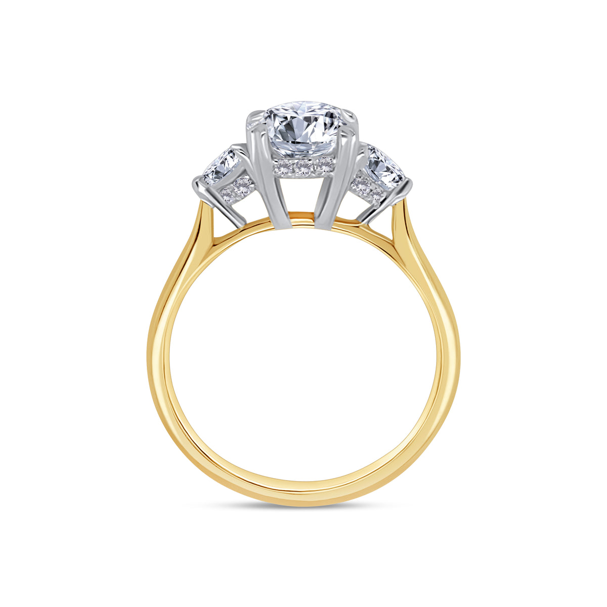 Laboratory Grown, Oval & Heart Three Stone, 18ct Yellow Gold Diamond Ring, 2.46ct