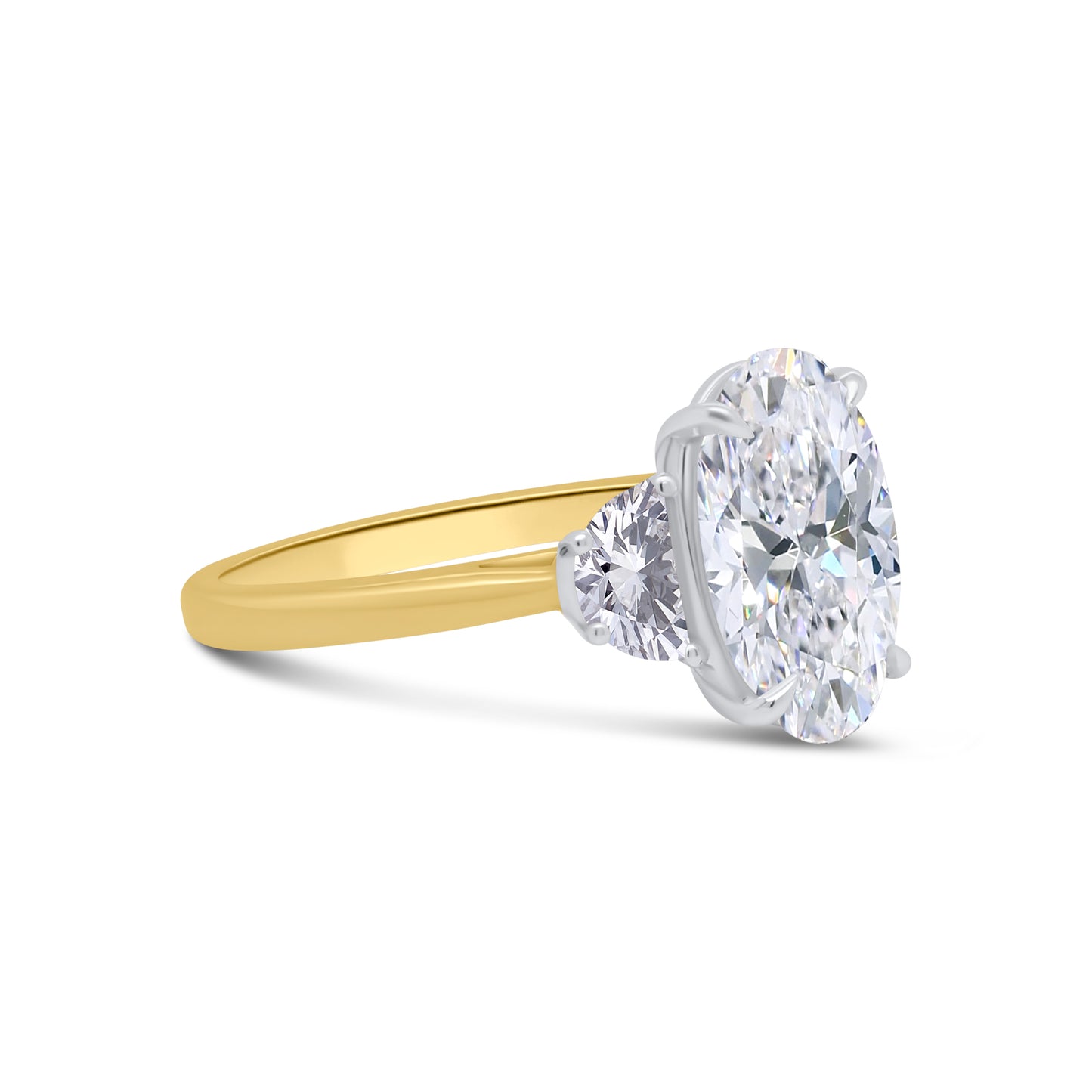 Laboratory Grown Diamonds, Oval & Half Moon Three Stone, 18ct Yellow Gold, 3.54ct