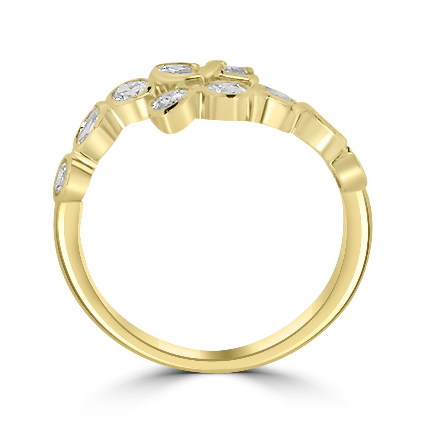 Laboratory Grown, Multi Cut Torque Bezel Set Diamonds, 9ct Yellow Gold Band, 0.92ct
