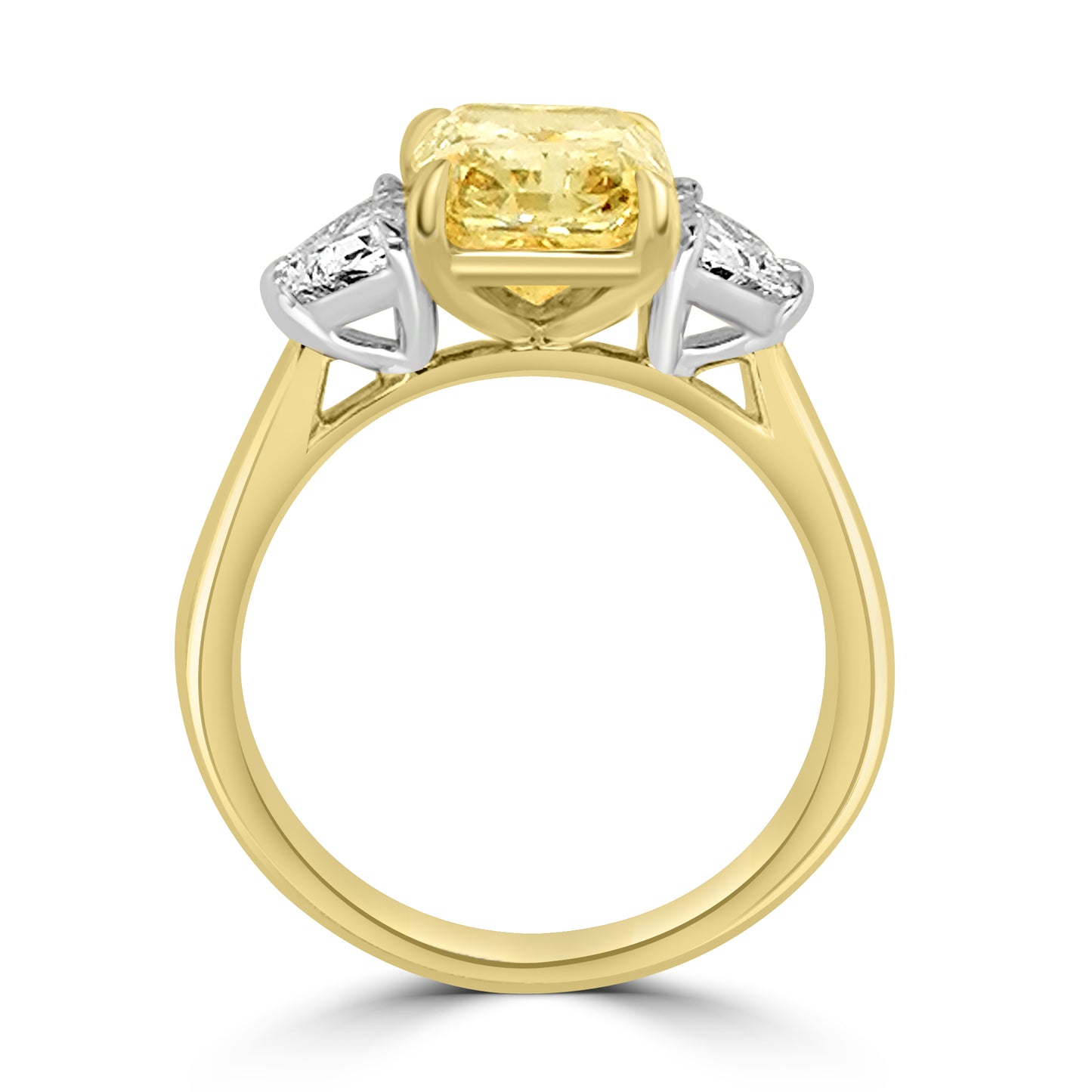Laboratory Grown, Radiant Yellow Diamond & Half Moon Three Stone Diamond, 18ct Yellow Gold, 3.97ct
