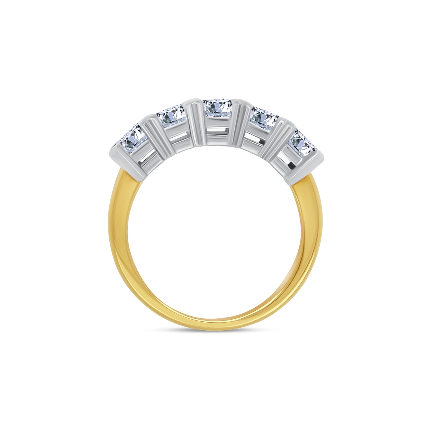 Laboratory Grown, Emerald Cut Five Stone Diamond, 18ct Yellow Gold Band, 3.52ct