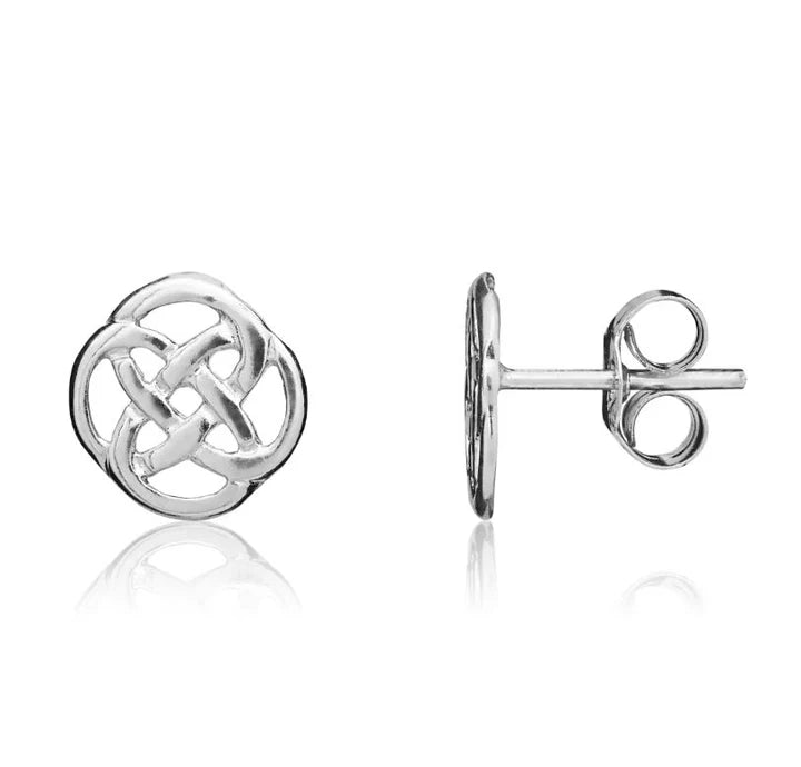 9ct White Gold Round Celtic Stud Earrings