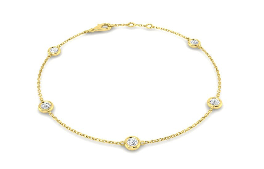 9ct Yellow Gold & 0.56ct Lab Diamond Rub Over Bracelet