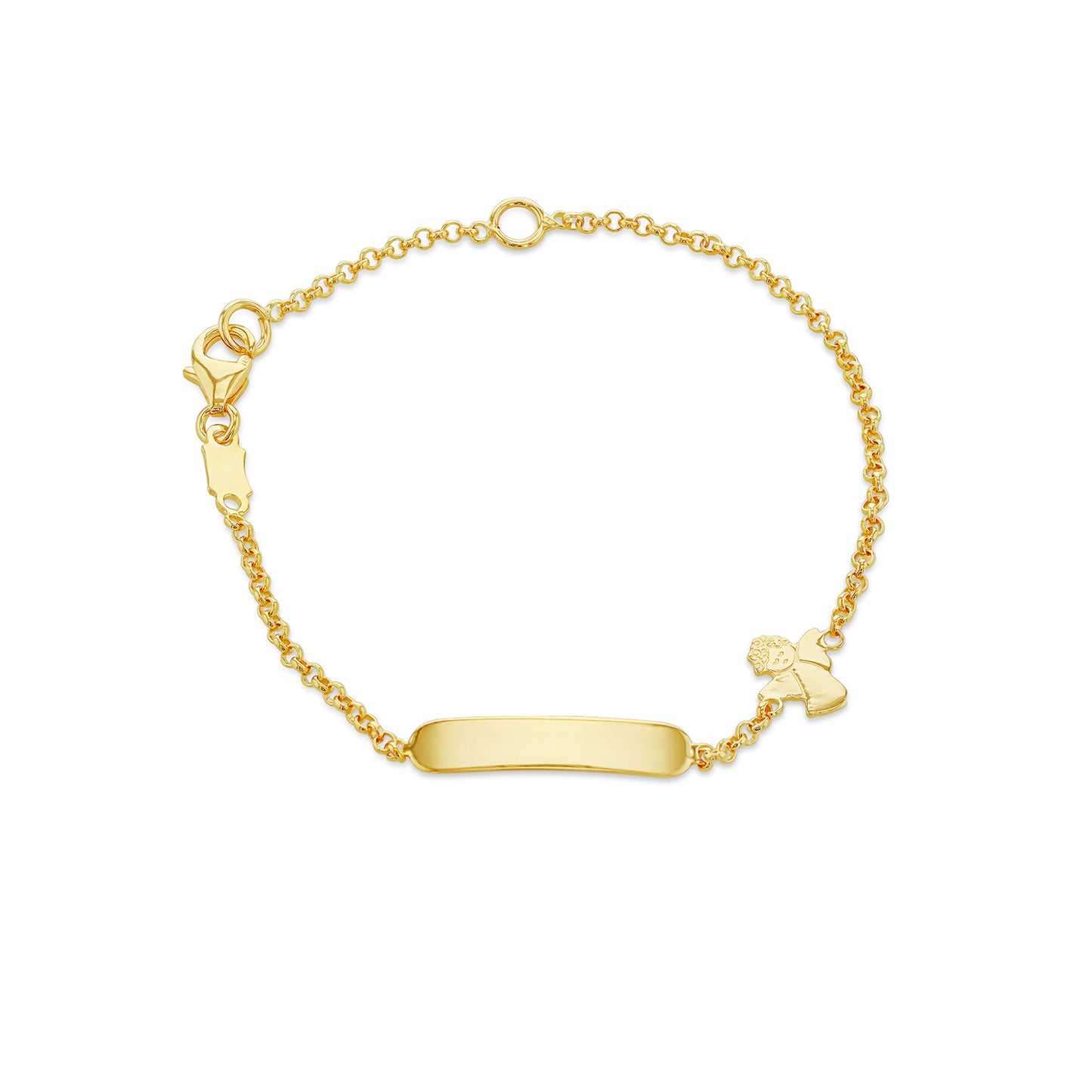 9ct Yellow Gold Children's Angel & ID Plate Bracelet