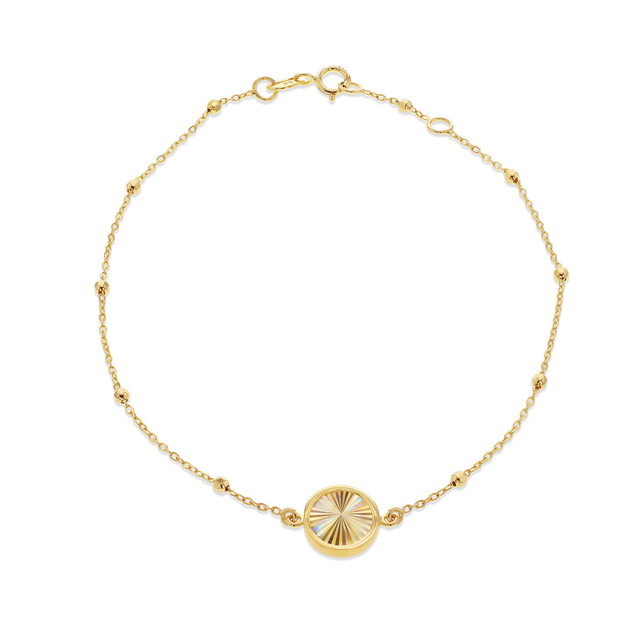 9ct Yellow Gold Adjustable Rainbow Circle Bracelet