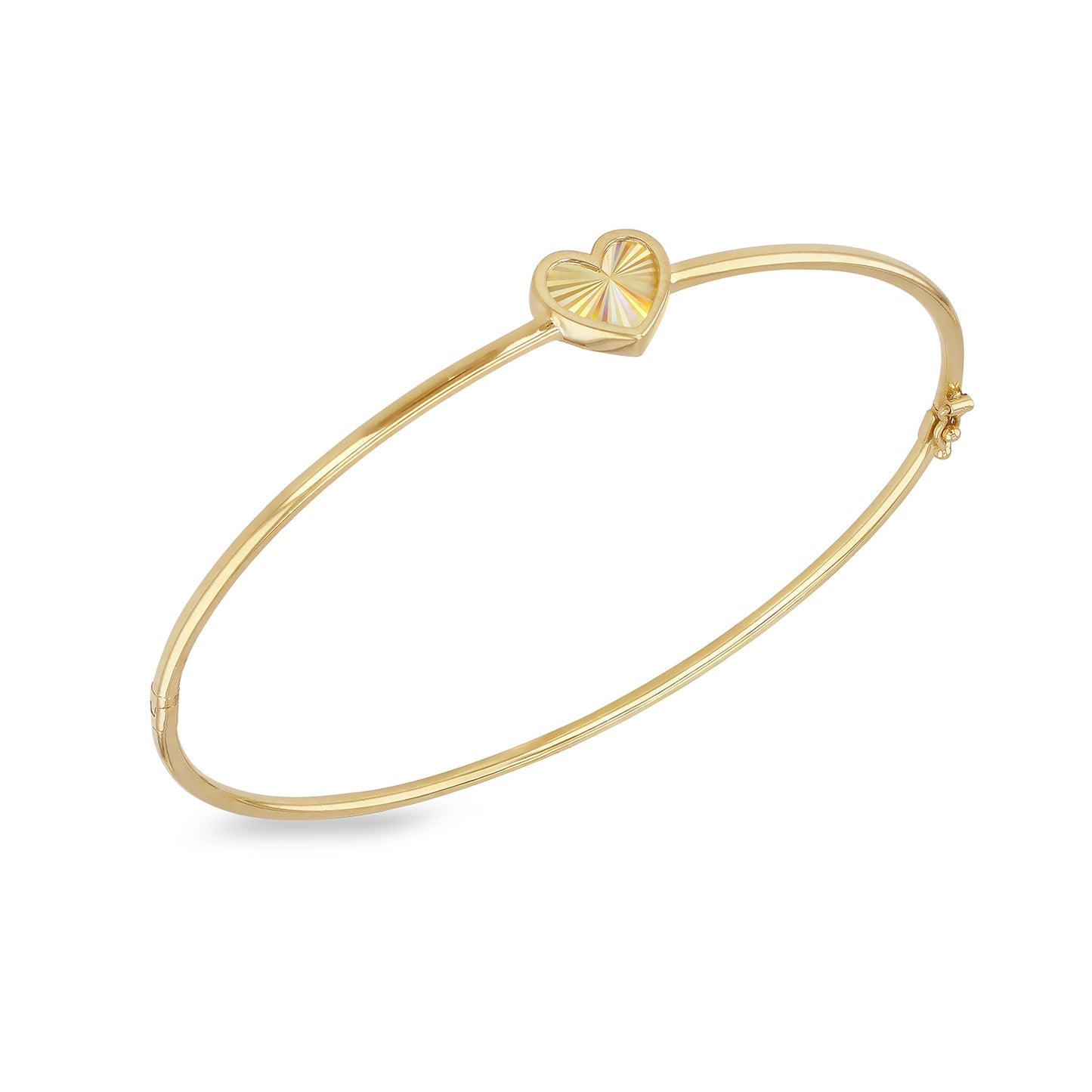 9ct Yellow Gold Rainbow Heart Bangle