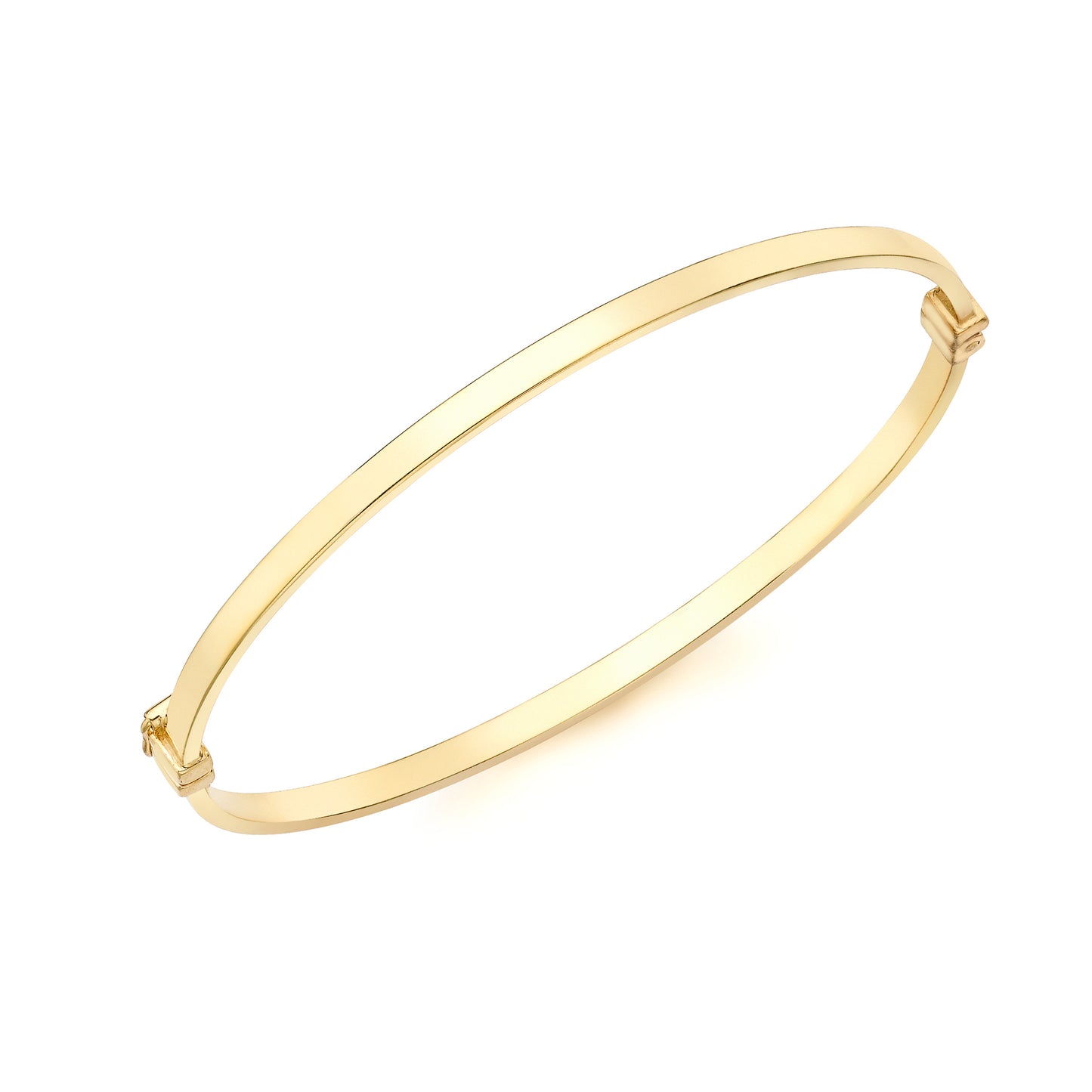 9ct Yellow Gold 3mm Flat Rectangular Faced Bangle