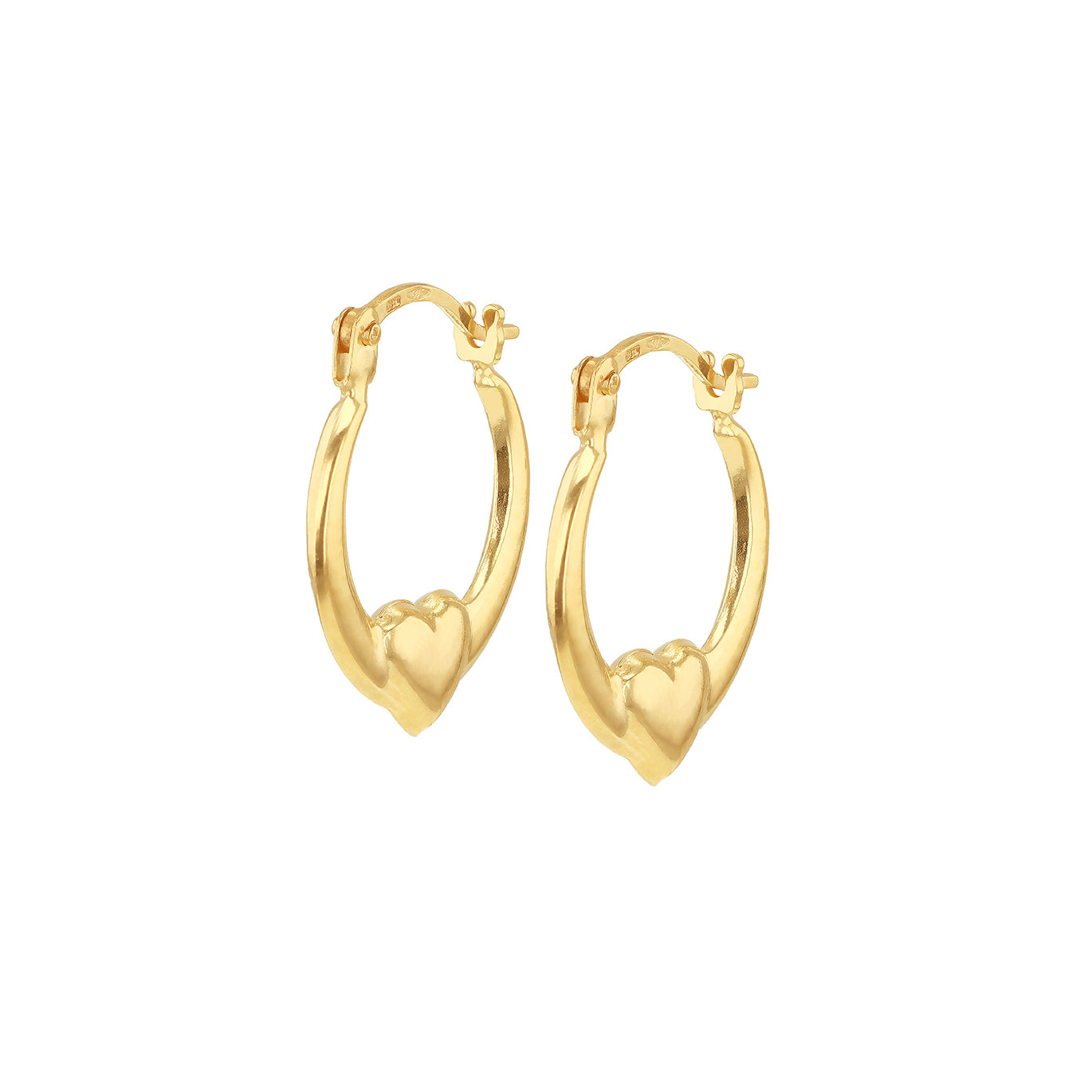 9ct Yellow Gold Polished Creole Heart Hoop Earrings