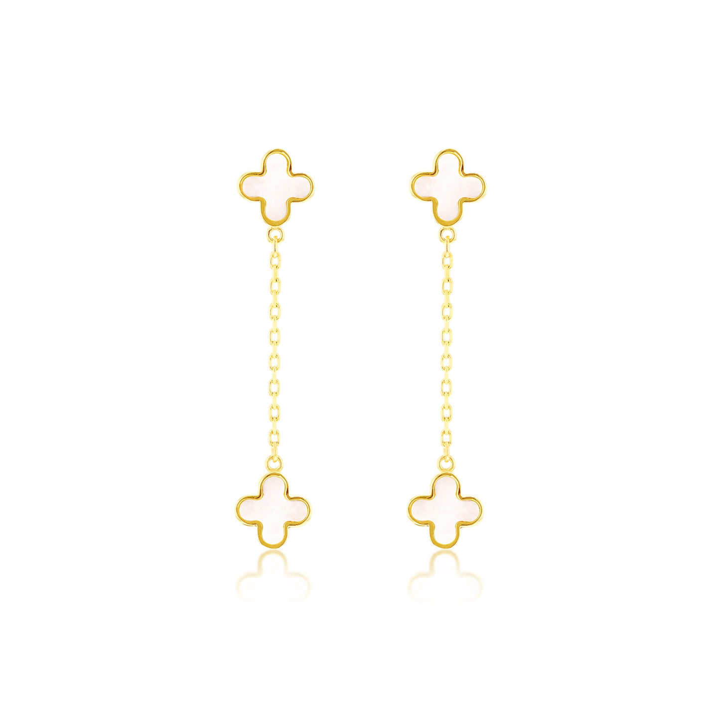 9ct Yellow Gold Mother of Pearl Drop Petal Earrings