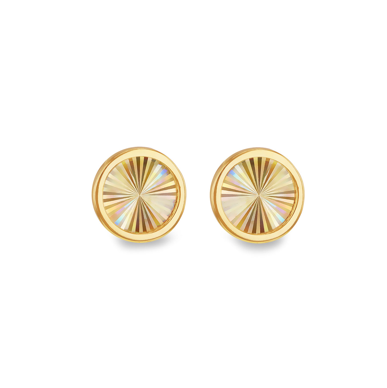 9ct Yellow Gold Rainbow Circle Stud Earrings