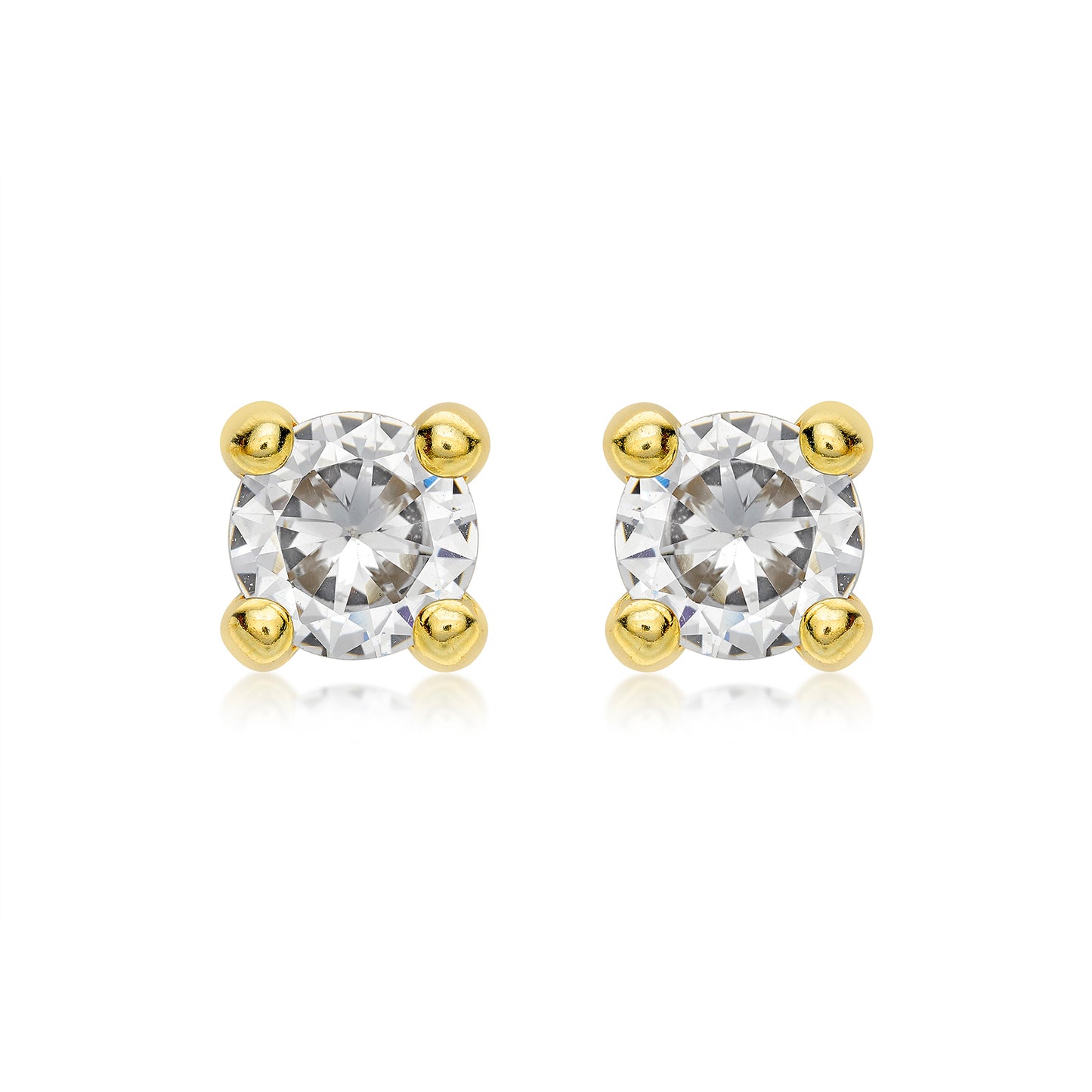 9ct Yellow Gold White 6mm CZ Stud Earrings