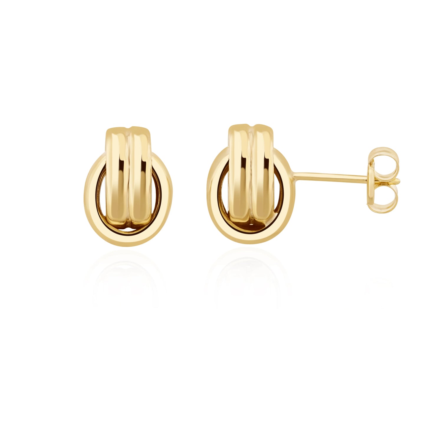 9ct Yellow Gold Overlapping Two Row Oval Stud Earrings