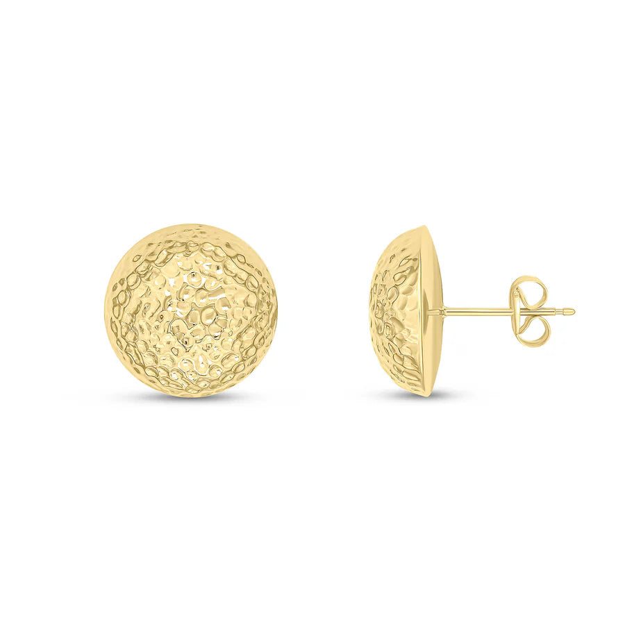 9ct Yellow Gold Hammered Half Dome Stud Earrings