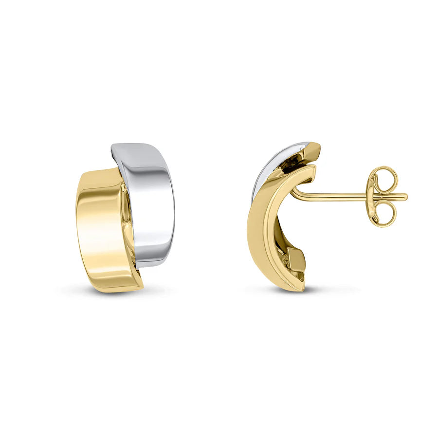 9ct Yellow & White Gold Curve Stud Earrings