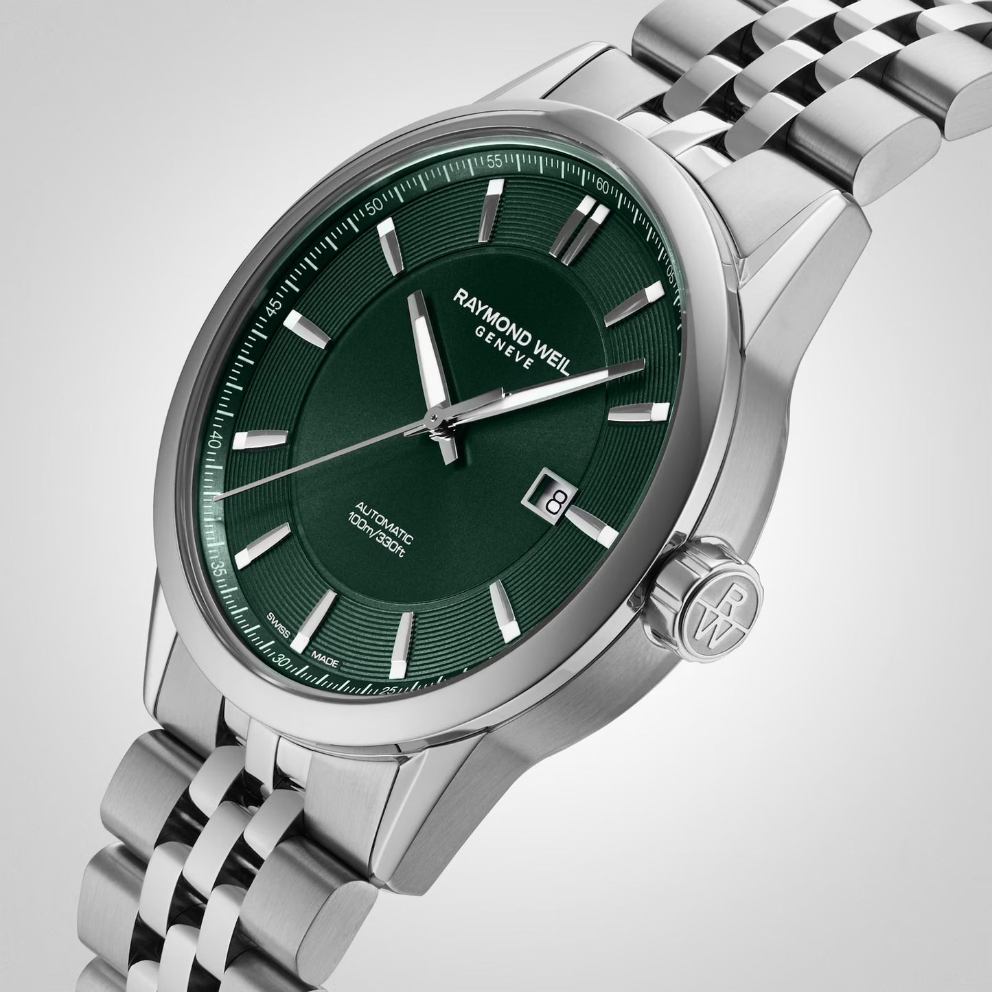 Raymond Weil 42mm Freelancer Automatic Green Dial Stainless Steel Bracelet Watch