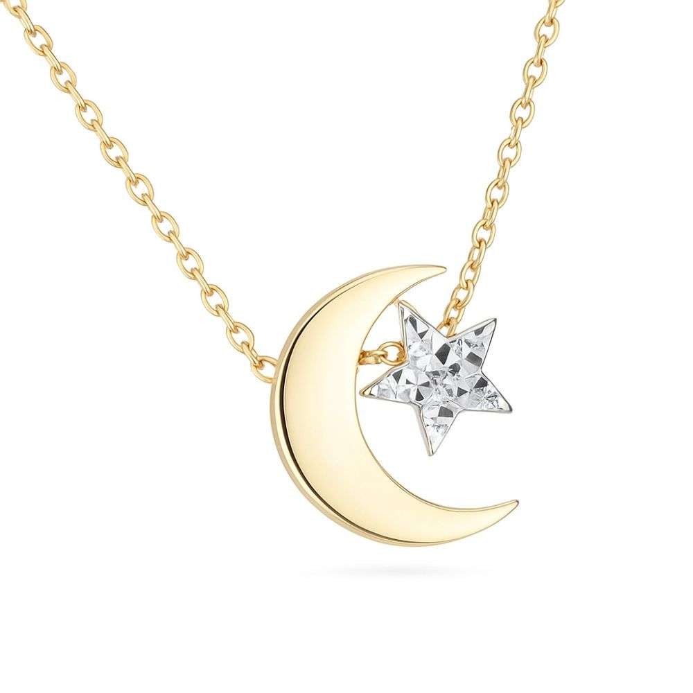 9ct Yellow & White Gold Moon & Star Necklace
