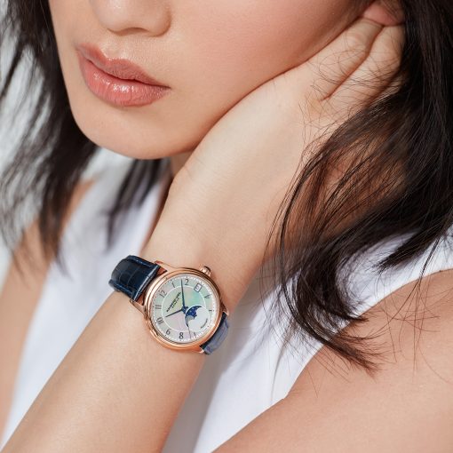 Raymond Weil 34mm Maestro Moon Phase Mother of Pearl Leather Watch