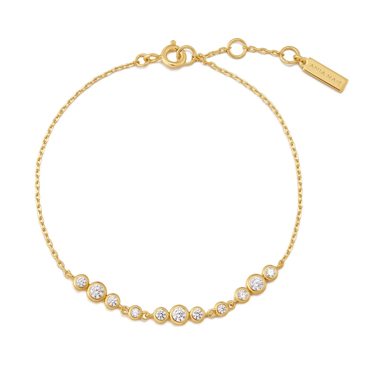 Ania Haie Yellow Gold Plate CZ Bezel Set Trios Bracelet